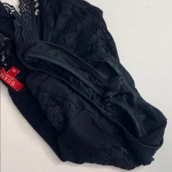 Lace Guess Los Angeles Red Tab Black Lace Bodysuit women’s xs - Picture 8 of 8